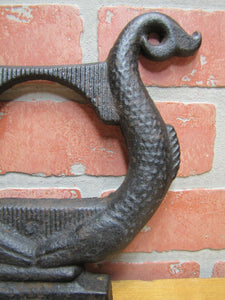 Antique Double Fish Cast Iron Figural BootScraper BootJack Decorative Art Statue