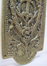 Load image into Gallery viewer, Antique Door Push Plate Ornate Flame Torch Ribbons Bows Floral Old Brass Bronze
