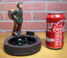 Load image into Gallery viewer, Antique Cast Iron Hubley Boy with Sack Decorative Art Ashtray Match Holder Tray

