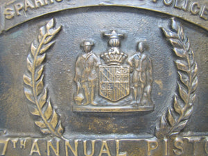 1940s SPARROWS POINT POLICE PISTOL TOURNAMENT Bronze Plaque Sign High Relief