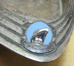 HOLLAND AMERICA LINE Art Deco Silver Plate Ashtray Cruise Ship Advertising RHTF