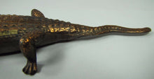 Load image into Gallery viewer, Old Alligator Ashtray Match Cigar Holder Sebring Fla Souvenir cast metal copper
