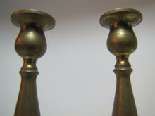 Load image into Gallery viewer, Antique Candlesticks small pair bronze brass fine details lovely old worn patina
