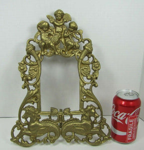 SEA MONSTERS HIPPOCAMPUS CHERUBS Old Brass Decorative Arts Frame Picture Mirror