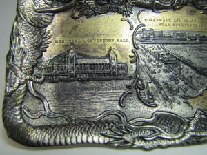 Antique Atlantic City NJ Souvenir Trinket Tray exquisite dragon ornate design