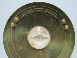 BEAVER COAL Old Brass Advertising Tray Cigar Ashtray Tip Card Trinket Gas Oil Ad