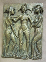 Load image into Gallery viewer, Mid Century Modern Art Sculpture Three Female Nudes signed Licht High Relief
