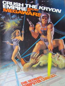 1980s CompuServe MEGAWARS Video Game Promo Poster Crush the Kryon Empire