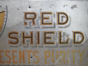 RED SHIELD REPRESENTS PURITY JAS G POWERS & Co NY Antique Grocery Store Ad Sign