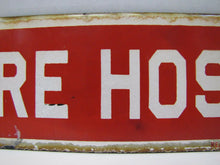Load image into Gallery viewer, FIRE HOSE Original Old Porcelain Sign READY MADE Co NY Industrial Building Shop
