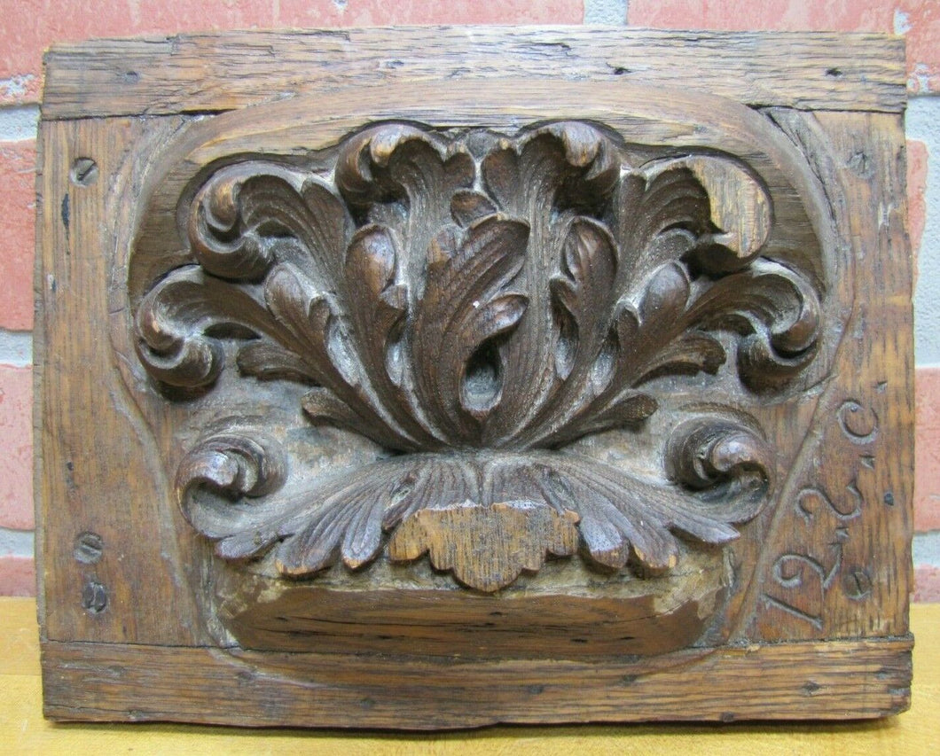 Antique Hand Carved Decorative Art Architectural Element Plaque thick detail