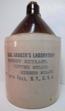 Load image into Gallery viewer, Antique HANSEN&#39;S LABORATORY Stoneware Jug Little Falls NY butter cheese color
