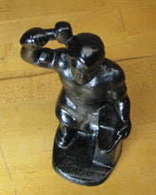 Load image into Gallery viewer, BLACKSMITH FOUNDRY IRON WORKER w ANVIL Antique Cast Iron Doorstop Bookend Statue
