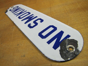 Old Porcelain NO SMOKING Sign Gas Station Repair Shop Industrial Blue White