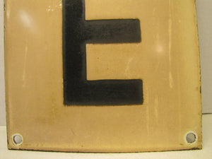 'E' Old Porcelain RR Train Station Ad Sign Boarding Sign Buffalo NY Railroad