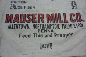 1930s MAUSER'S HEN FOOD Cloth Sack NRA Hen Graphics ALLENTOWN NORTHAMPTON