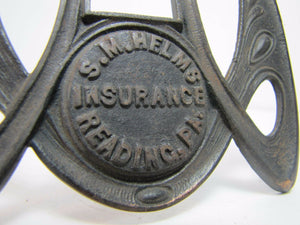 HELMS INSURANCE READING Pa Antique Advertising Frame Cast Iron 1900s toc