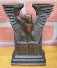 Load image into Gallery viewer, NATIONAL LIBERTY INSURANCE Co of AMERICA Old Cast Iron Eagle Bookends 1929
