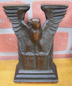 NATIONAL LIBERTY INSURANCE Co of AMERICA Old Cast Iron Eagle Bookends 1929