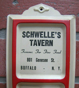 Old SCHWELLE'S TAVERN BUFFALO NY Ad Thermometer Sign Famous For Fine Food