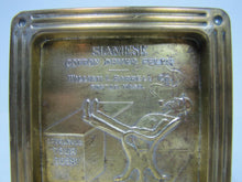 Load image into Gallery viewer, Antique SIAMESE COTTON DRYER FELTS Brass Advertising Tray W BARRELL BOSTON MASS

