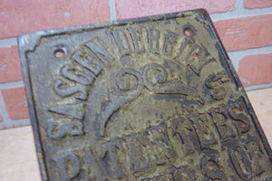 Antique SASGEN DERRICK Co Builders Derricks CHICAGO Cast Iron Plaque Sign