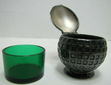Load image into Gallery viewer, JB JENNING BROS Golf Ball Figural Antique Inkwell Green Glass Insert Pat Appld
