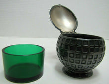 Load image into Gallery viewer, JB JENNING BROS Golf Ball Figural Antique Inkwell Green Glass Insert Pat Appld
