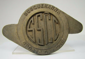 SSCC SUSQUEHANNA SPORTS CAR CLUB Old Brass Paperweight Embossed Ad Sign Plaque