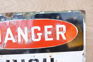 DANGER HIGH VOLTAGE Old Porcelain Sign READT MADE Co Industrial Shop Ad 14x20