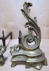 Old Andirons Brass Bronze Cast Iron Decorative Art Fire Dogs Fireplace Tools