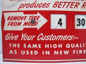 1940s FIRESTONE TIRES Advertising Sign Gas Station Repair Shop Retread Mold