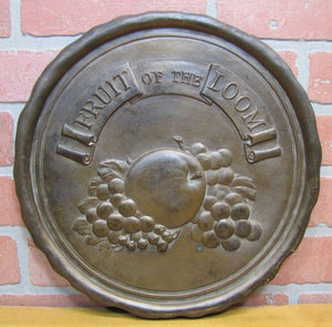 FRUIT OF THE LOOM Old Lg Embossed Brass Bronze Plaque Sign Underwear Advertising
