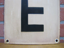 Load image into Gallery viewer, Old Porcelain E Train Station Sign Boarding Sign Buffalo NY Railroad Terminal
