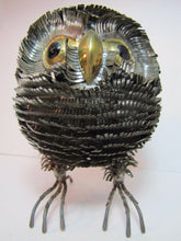 Load image into Gallery viewer, Vintage Folk Art Tin Owl wonderful ornate detailing snip cut bent tin artwork
