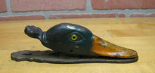 Load image into Gallery viewer, Antique Cast Iron Duck with Glass Eyes Paperclip Paperweight Decorative Desk Art
