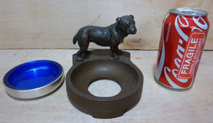 Antique Bulldog Tray cast iron bronze wash decorative art card tip coin ashtray
