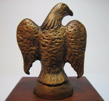 Load image into Gallery viewer, Old Cast Iron EAGLE PAPERWEIGHT Detailed Figural Metal Bird Mounted Wooden Base

