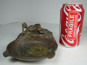 19c VICTORIAN BATHING BEAUTY Bronze Cigar Ashtray Decorative Arts Figural Tray