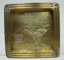 Load image into Gallery viewer, Antique SIAMESE COTTON DRYER FELTS Brass Advertising Tray W BARRELL BOSTON MASS

