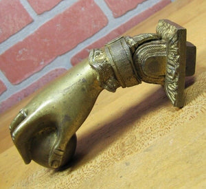 Antique Hand Ball Door Knocker Striker Ornate Architectural Hardware Element