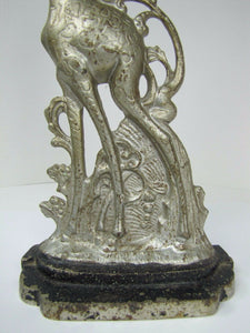 Antique Art Deco Cast Iron Giraffe Doorstop ornate double sided *rare htf Art ds