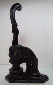 Antique Cast Iron Lion Head Figural Embosser Stamper Eureka Hall Asn Olyphant Pa