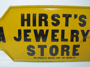 Antique Hirst's Jewelry Store Advertising Sign Christiana - Pennsylvania metal