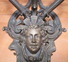 Load image into Gallery viewer, Vtg Brass Figural Head Lamp Light Large Wall Mount Sconce 3 Candle Lite Holder
