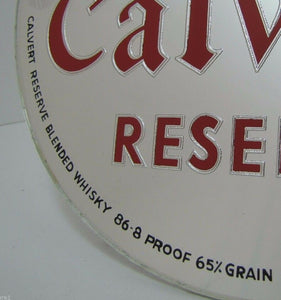 Old 1950s Calvert Reserve Whiskey Advertising MIrror Sign 'Wise Owl' bar liquor