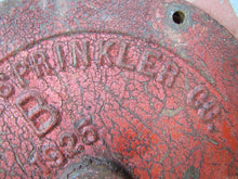 Load image into Gallery viewer, 1920s Cast Iron ROCKWOOD SPRINKLER CO Fire Water Alarm Cover Worcester Mass USA
