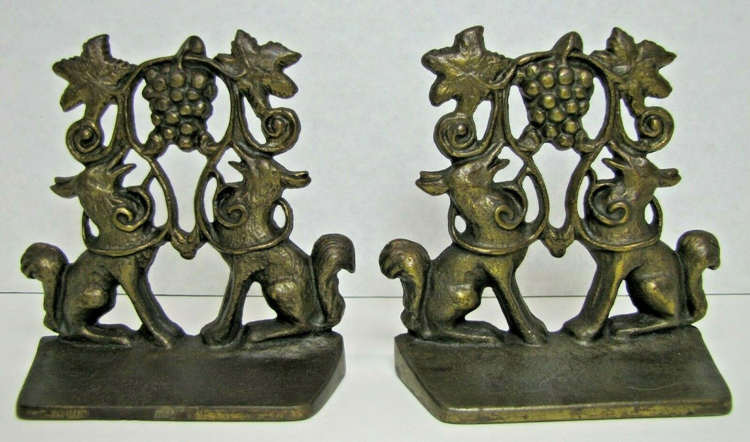1930 Creation Co Foxes Grapes Aesop's Fable Borzoi Wolfhounds Art Bookends