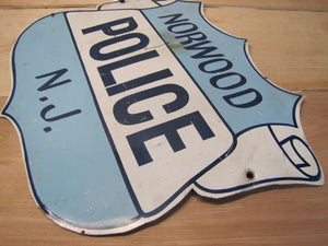 Old Retired Norwood Police N.J. Sign badge design thin metal New Jersey P.D. adv