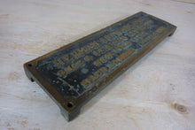 Load image into Gallery viewer, HERMAN SCHWABE SHOE &amp; LEATHER MACHINERY NEW YORK Old Thick Brass Nameplate Sign
